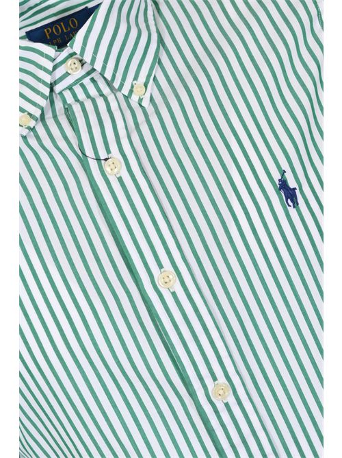 Camicia a righe in popeline di cotone White/green POLO RALPH LAUREN | 710B15595003